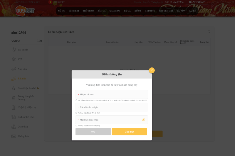 Hướng dẫn rút tiền 009 đơn giản